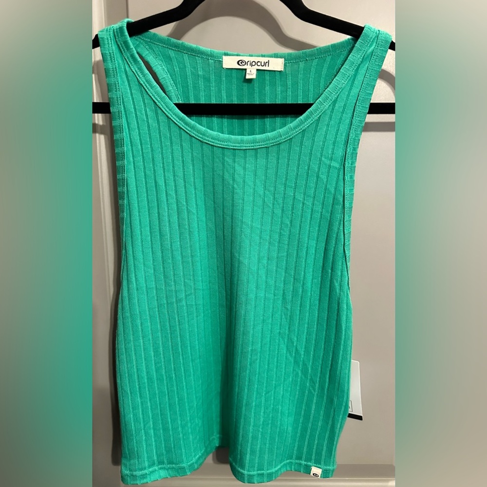 Rip Curl Size L Green Ribbed Tank Top NWT